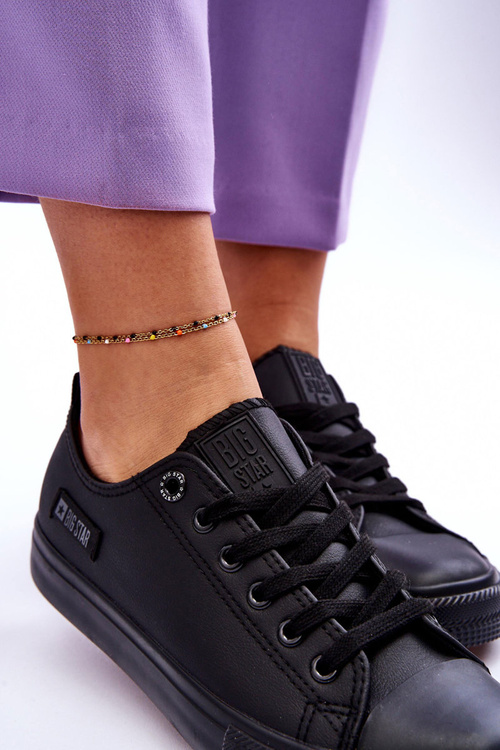 Жіночі низькі шкіряні кросівки Big Star KK274011 Чорні