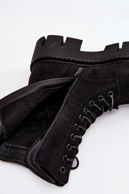 Теплі жіночі робочі чоботи з оздобленням чорні Melisse