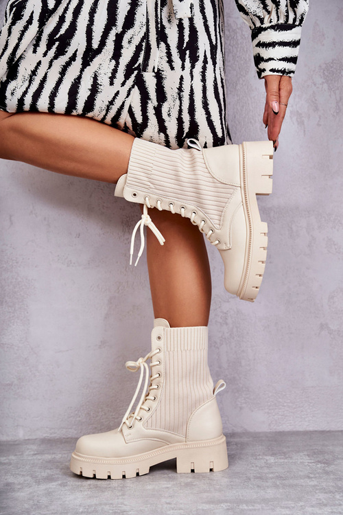 Жіночі робочі черевики зі шкарпетками бежеві Abigail