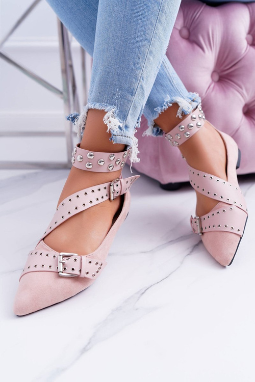 Лу Бу | Ballerina Ballerinas Stripes Rivets Powder Pink Esteria