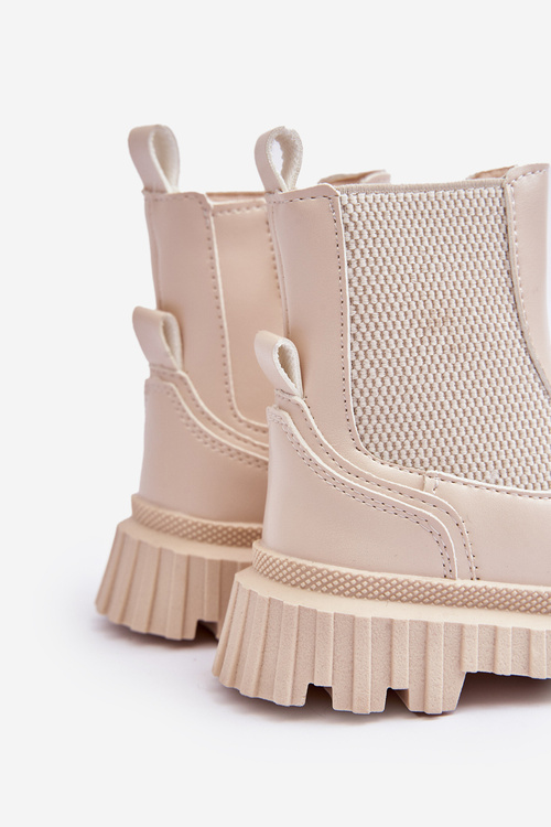 Дитячі утеплені чоботи на блискавці, бежевого кольору Jolynn