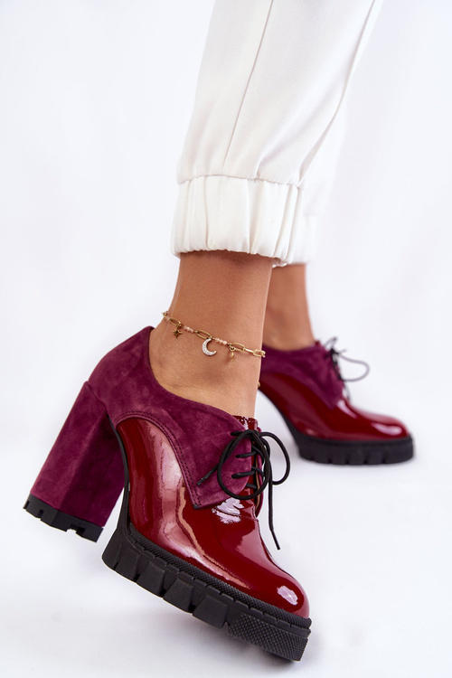 Модні замшеві та лаковані чоботи на платформі Maroon Carisa