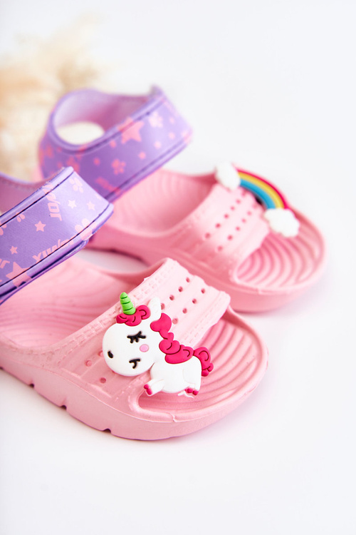 Легкі пінопластові дитячі босоніжки на липучці рожеві Asti