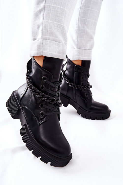 Чоботи високі шкіряні чорні Izzy