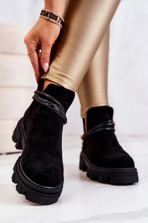 Замшеві робочі черевики без лямок Чорні Moriah