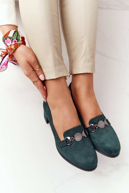 Замшеві туфлі на високих підборах Sergio Leone PB148 Зелений