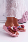 Жіночі шльопанці з квіточками Шльопанці рожеві Шарме