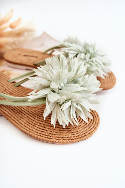 Жіночі шльопанці з тканинним орнаментом Зелений Eviana