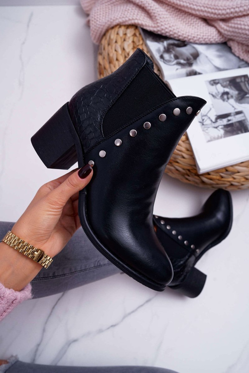 Жіночі чоботи на підборах з гумками Чорні Vista