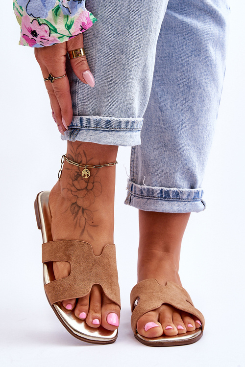 Жіночі класичні замшеві тапочки бежеві Evana