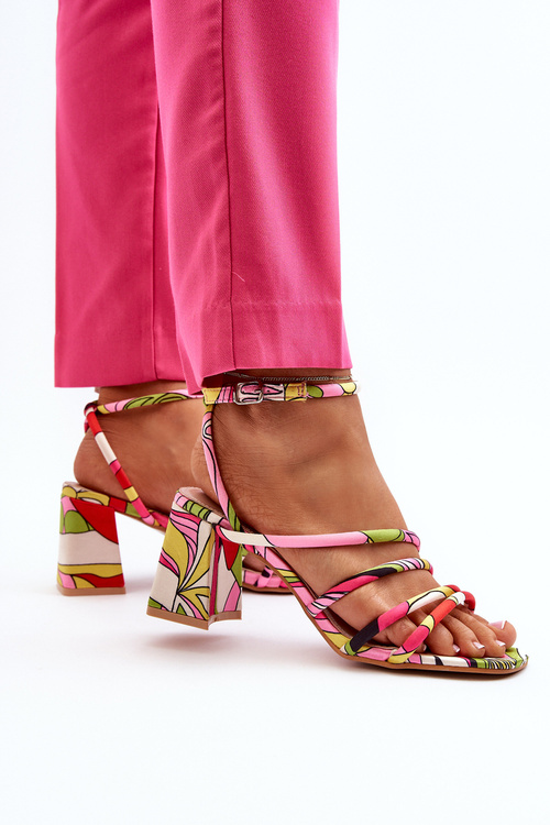 Босоніжки з малюнком на шпильці різнокольорові Jenglla