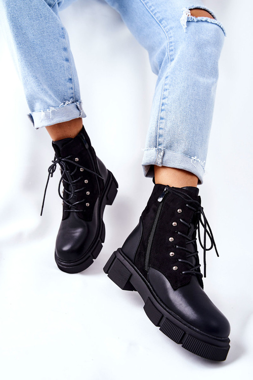 Шкіряні багатоярусні робочі черевики, чорні по-вашому!