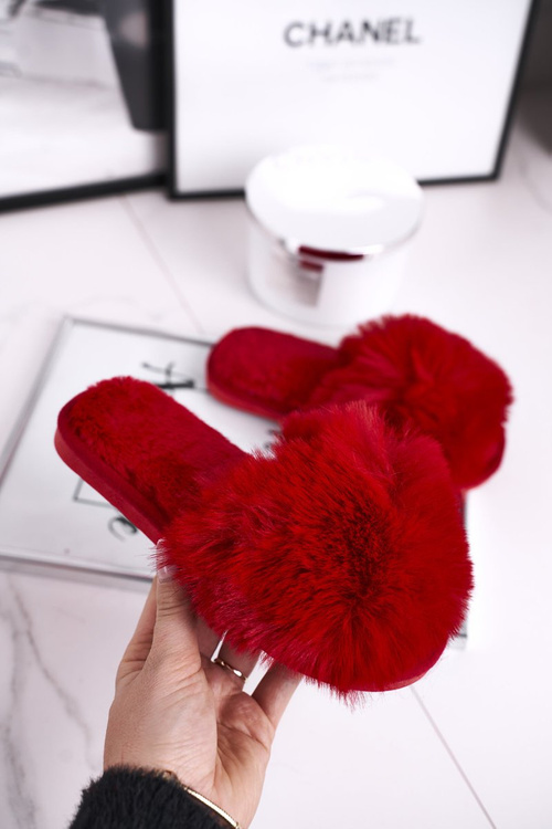 Дитячі тапочки з хутром Червоний сніжок