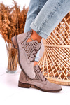 Жіночі ажурні чоботи замшеві капучіно Сусанна