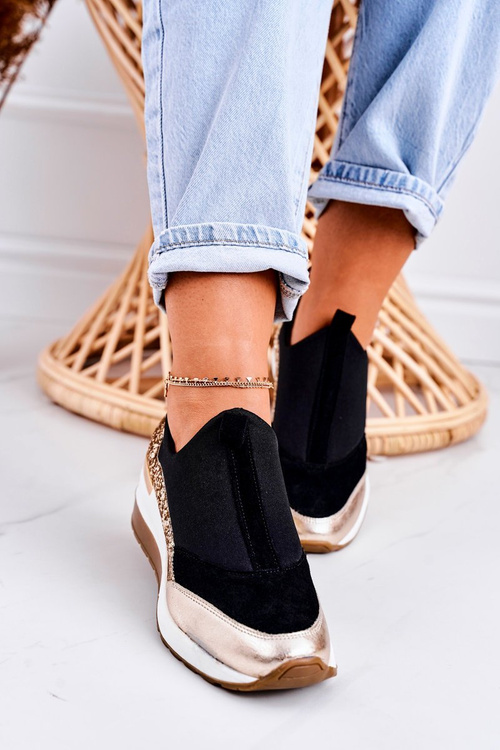 Жіночі шкіряні кросівки на танкетці Black Gold Frances