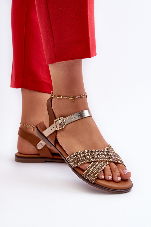 Жіночі сандалі на плоскій підошві S.Barski MY923 Коричневий