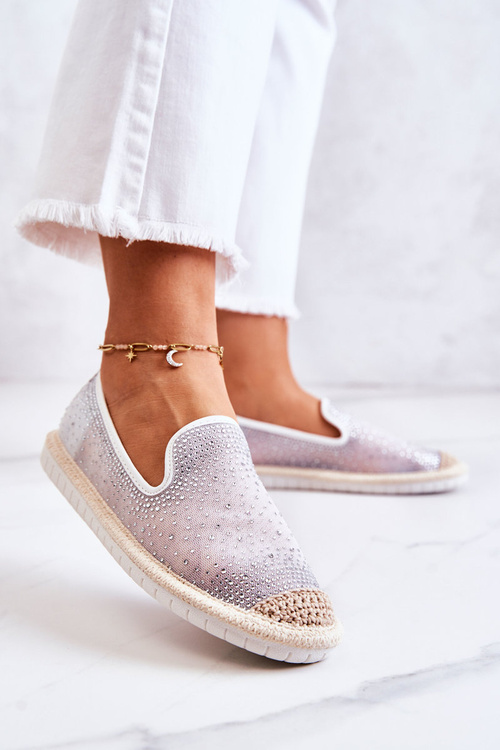 Жіночі тканинні еспадрільї з фіанітом Deimos сірого кольору