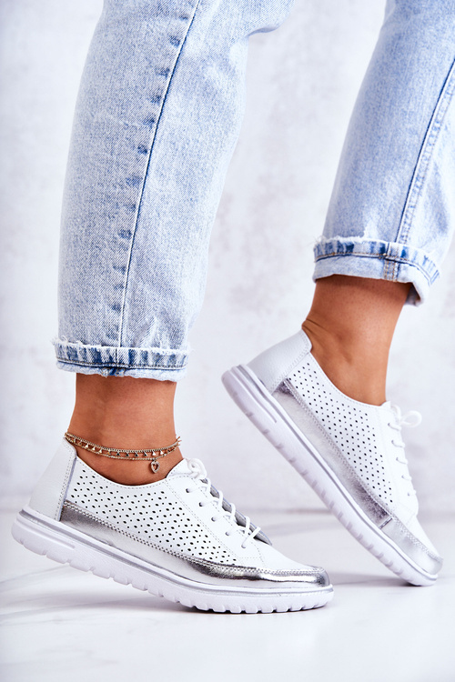 Жіночі ажурні туфлі на платформі Deloren білі