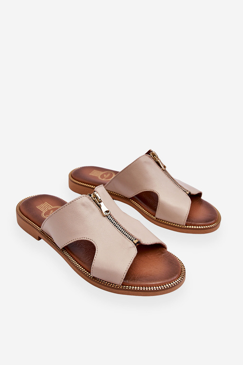 Жіночі тапочки на декоративній блискавці Бежеві Clarence