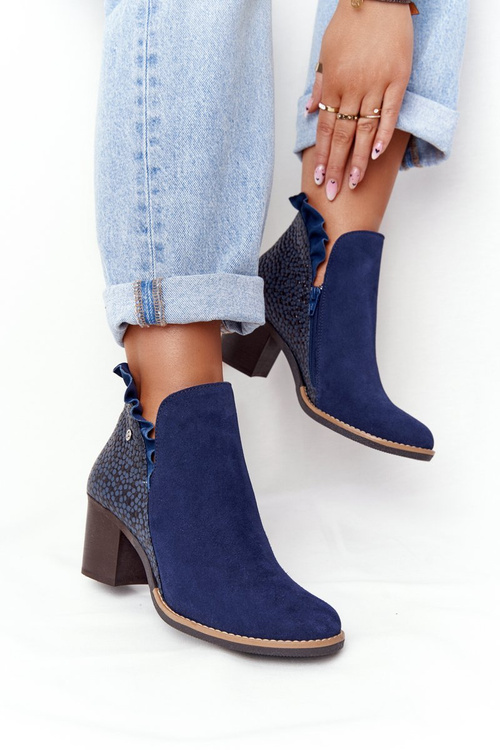 Жіночі шкіряні чоботи Maciejka Navy Blue 04833-17