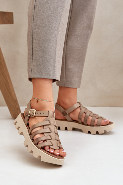 Шкіряні жіночі сандалі Zazoo 3695 бежеві