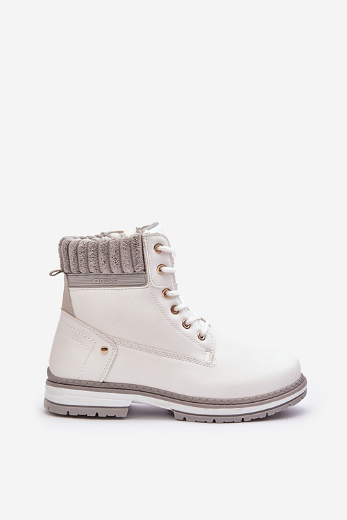 Жіночі шкіряні зимові черевики з підкладкою білого кольору Katalis