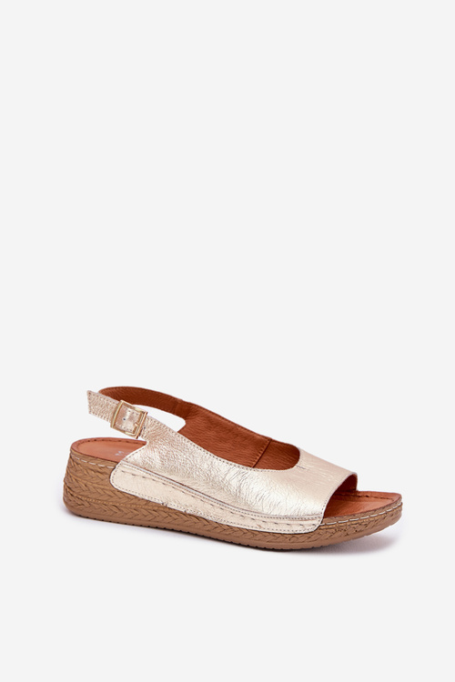 Жіночі шкіряні сандалі на платформі Maciejka L7069 Золоті