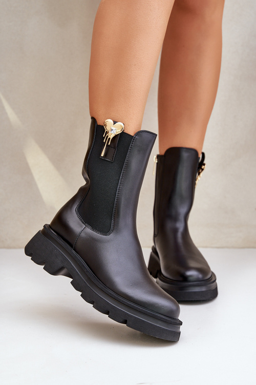 Шкіряні черевики челсі з декором CheBello 4537 Чорні