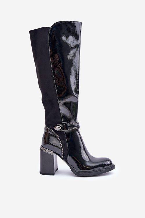 Декоровані лаковані жіночі туфлі D&A MR880-055 чорні