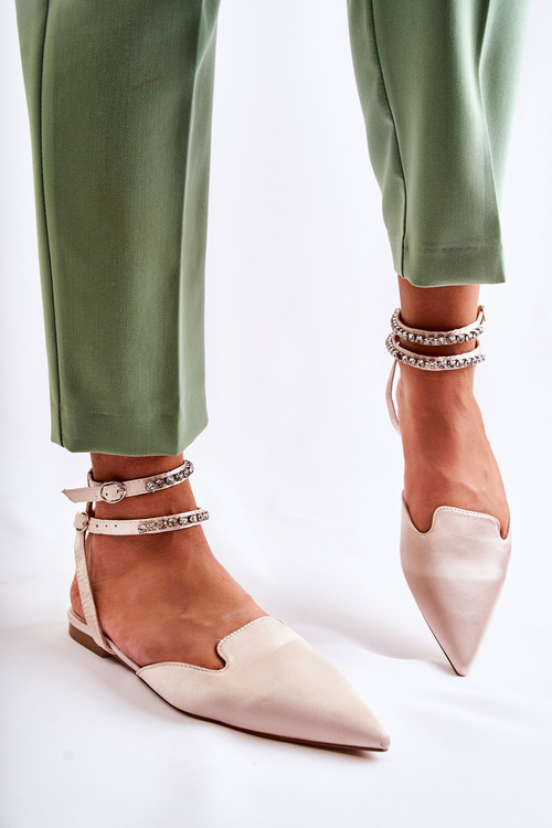 Жіночі босоніжки з носком шпіц бежеві Amisha