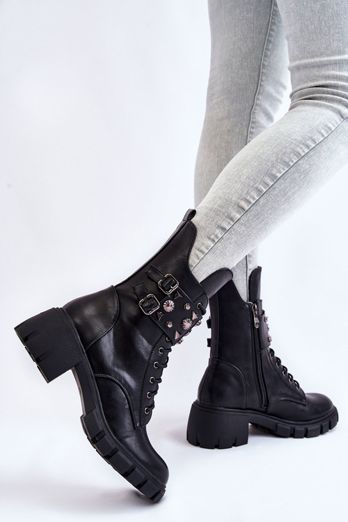 Жіночі високі чоботи на блискавці чорні Kastella