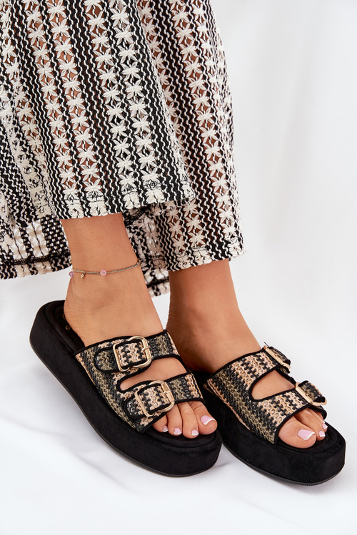 Жіночі Сандалі На Платформі З Пряжками І Плетінням Чорні Limme