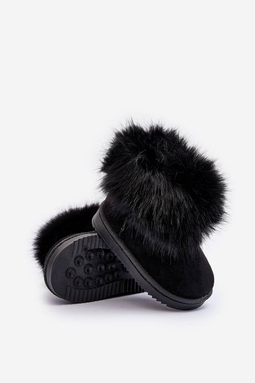 Дитячі утеплені зимові черевики з пухнастим чорним носком