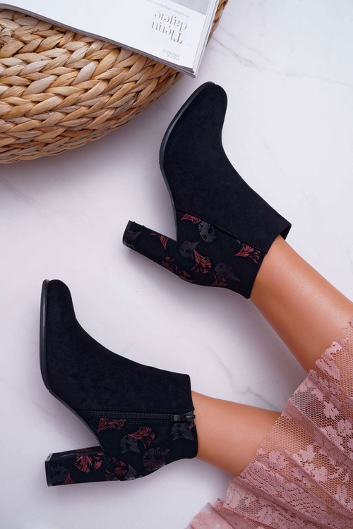 Чоботи жіночі на шпильці Sergio Leone W Pink Flower Folk Black Eros2