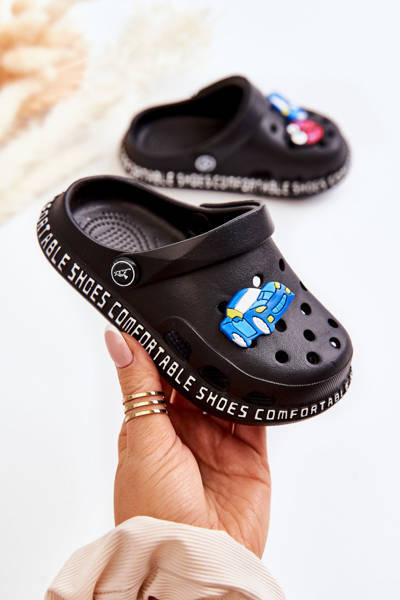 Дитячі світлі тапочки Crocs з декором Black Bertis