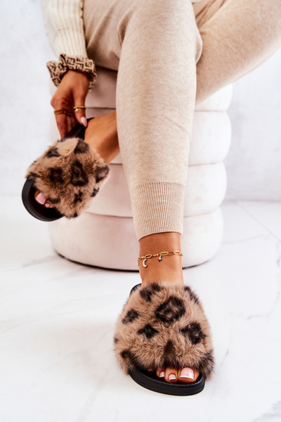 Тапочки з хутром Резина Leopard Brown Noelle