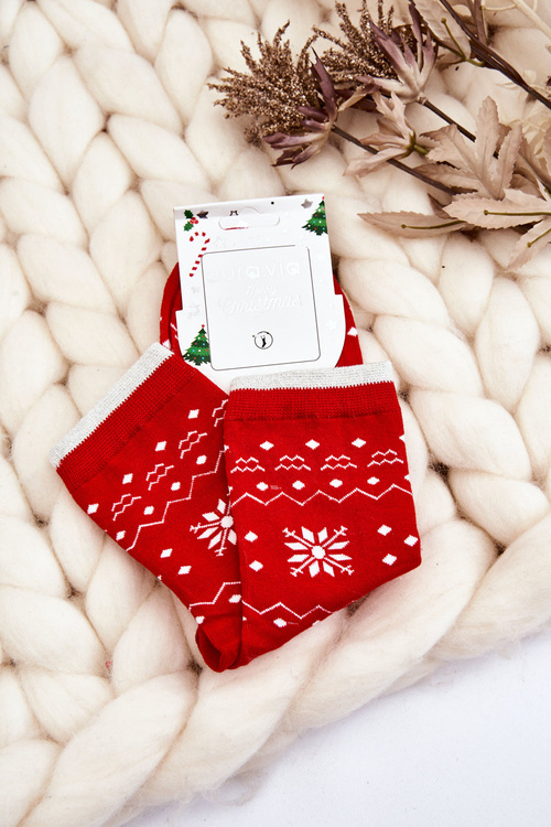 Жіночі шкарпетки з новорічним візерунком Reindeer Red