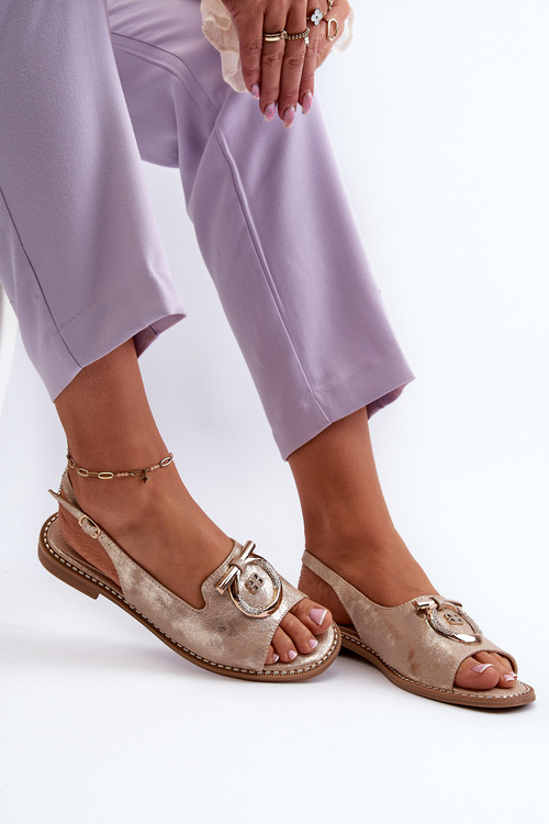 Елегантні жіночі босоніжки із золотим орнаментом на підборах Gold S.Barski KV27-053