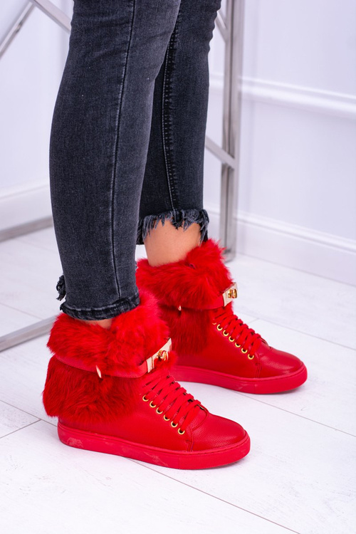 Червоні чоботи Lu Boo з натуральним хутром Gisele