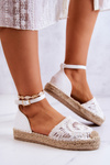 Жіночі еспадрільї на плетеній платформі білі калізи