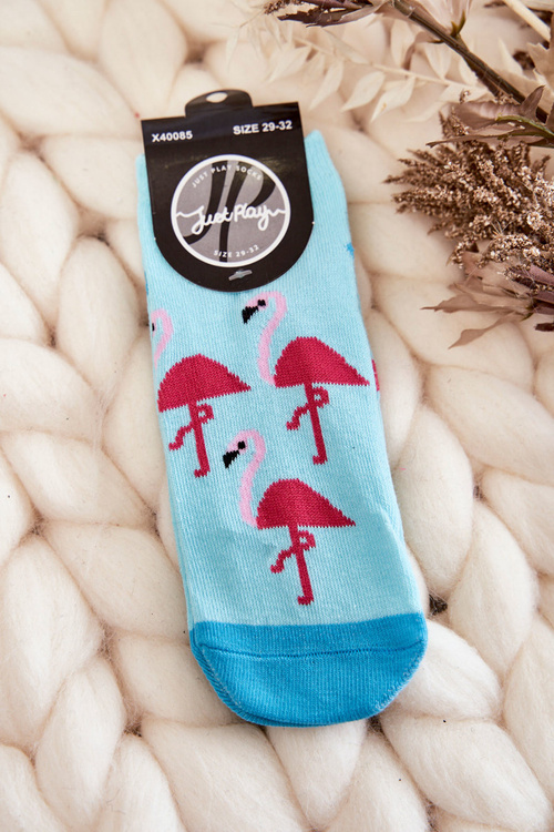 Молодіжні шкарпетки три фламінго візерунок блакитні