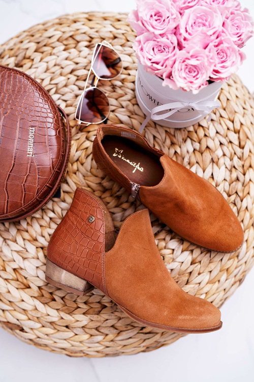 Жіночі шкіряні черевики Maciejka червоні з тваринним малюнком 04091-29