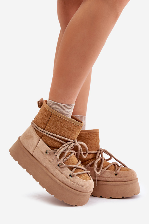 Снігові черевики зі шнурівкою на платформі Коричневі Mavora