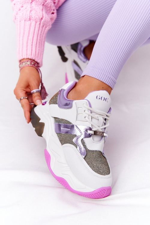 Спортивне взуття на масивній підошві GOE HH2N4038 біло-фіолетове