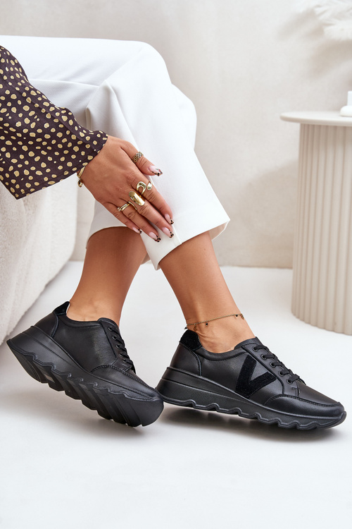 Шкіряне жіноче спортивне взуття Vinceza 7918 Black