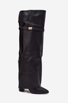 Ізольовані чоботи з підвернутим верхом до коліна підбором блок чорний Serelle