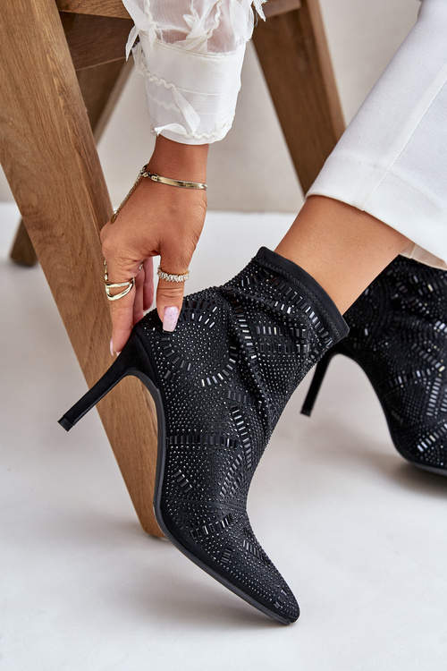 Декоративні чобітки на шпильці S.Barski HY42-161 Чорні