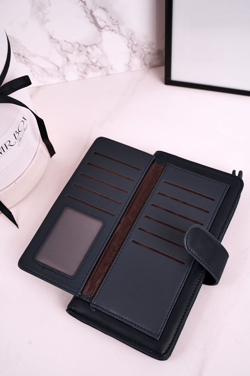 Великий жіночий гаманець з додатковим місцем для карток темно-синій