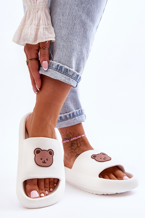 Легкі жіночі поролонові тапочки з ведмедиком Біла Лія
