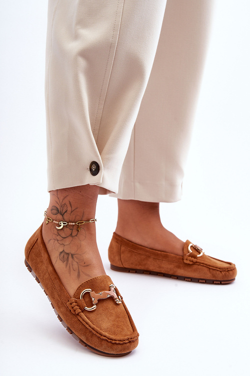 Жіночі замшеві мокасини з декором Коричневий Діонір